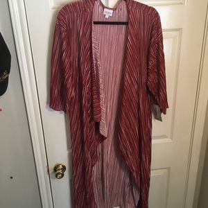 LuLaRoe Red and White Vertical Striped Shirley